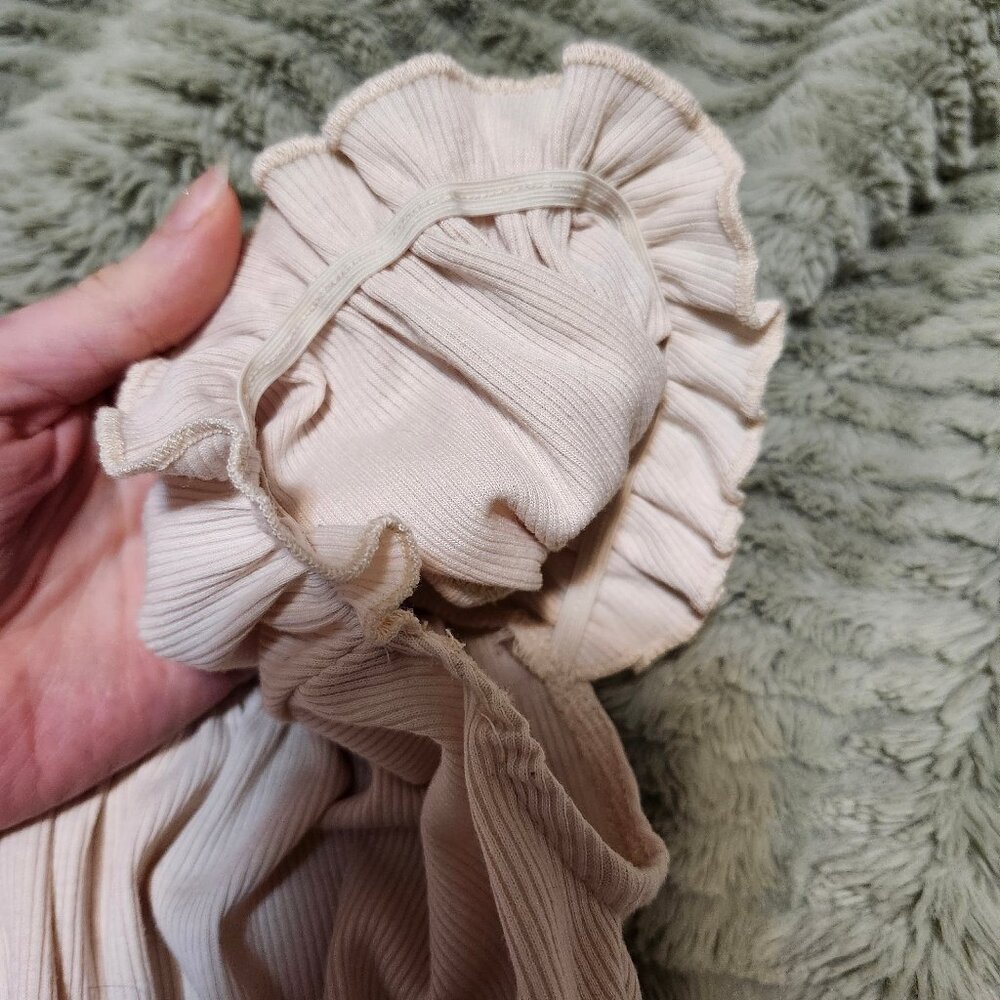 Beige Ribbed Milkmaid blouse - Picture 3 of 3